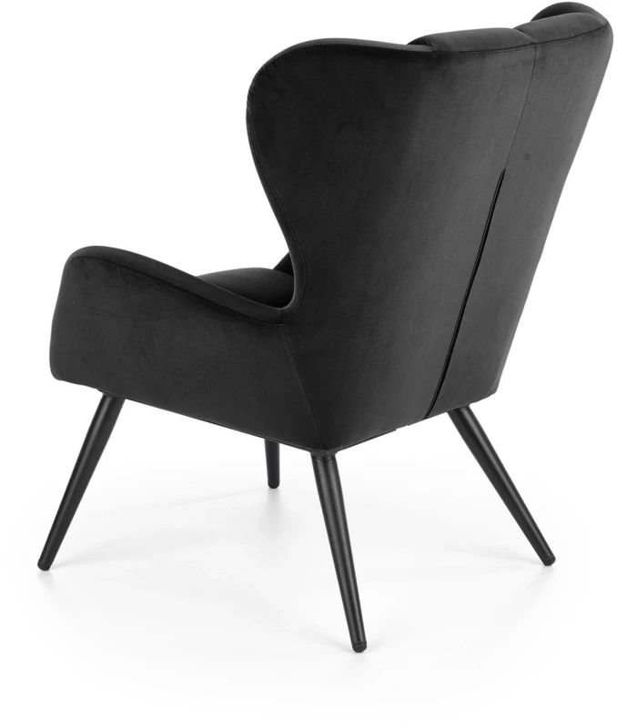 Fotel wypoczynkowy Tyrion 75 cm nowoczesny tapicerowany tkaniną aksamitną do salonu czarny