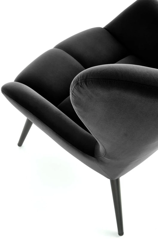 Fotel wypoczynkowy Tyrion 75 cm nowoczesny tapicerowany tkaniną aksamitną do salonu czarny