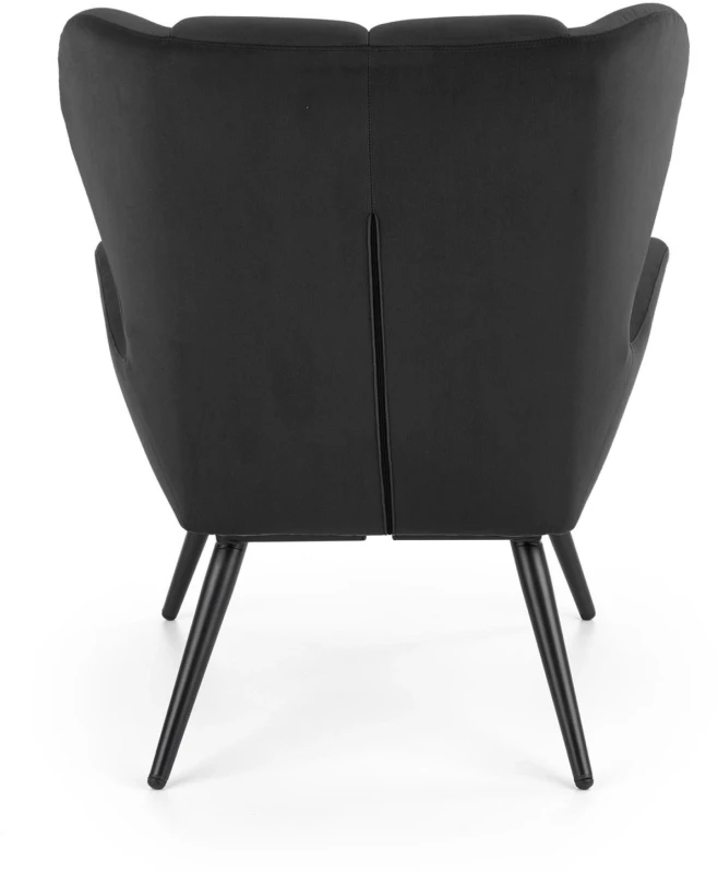 Fotel wypoczynkowy Tyrion 75 cm nowoczesny tapicerowany tkaniną aksamitną do salonu czarny