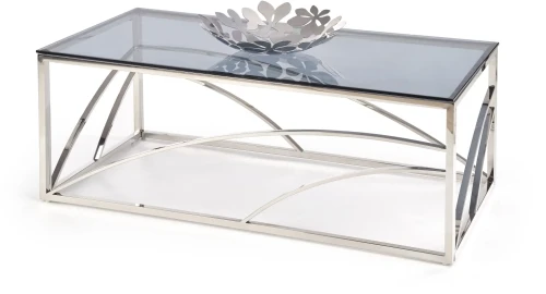Stolik kawowy Universe ława nowoczesna do salonu 120 cm szkło dymione/srebrny