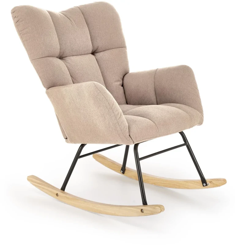 Fotel bujany Vasco na biegunach relaksacyjny wypoczynkowy do salonu beżowy