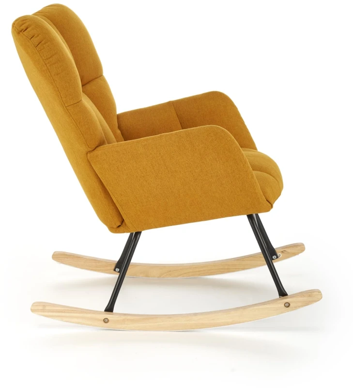 Fotel bujany Vasco na biegunach relaksacyjny wypoczynkowy do salonu musztardowy