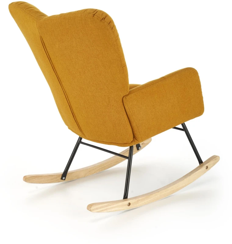 Fotel bujany Vasco na biegunach relaksacyjny wypoczynkowy do salonu musztardowy