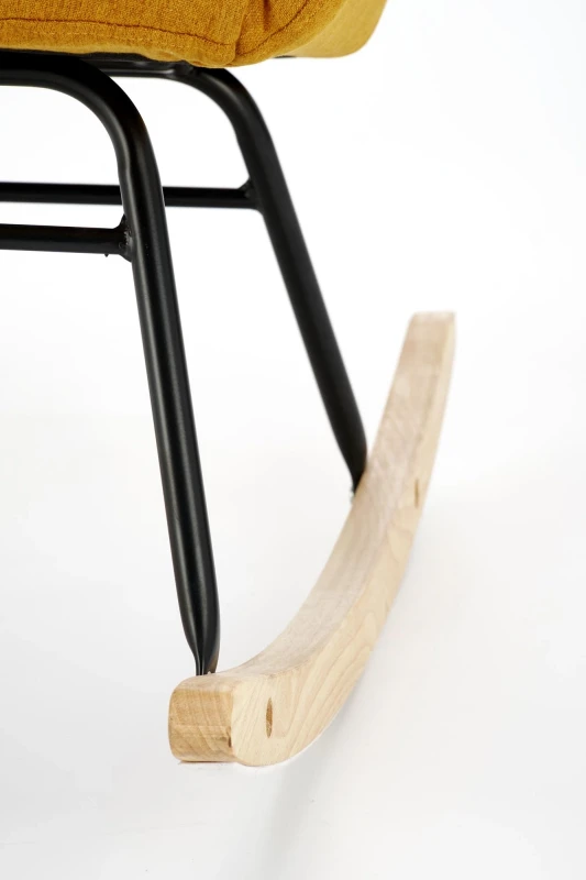 Fotel bujany Vasco na biegunach relaksacyjny wypoczynkowy do salonu musztardowy