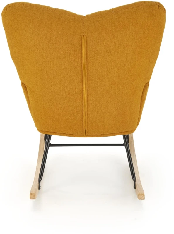 Fotel bujany Vasco na biegunach relaksacyjny wypoczynkowy do salonu musztardowy