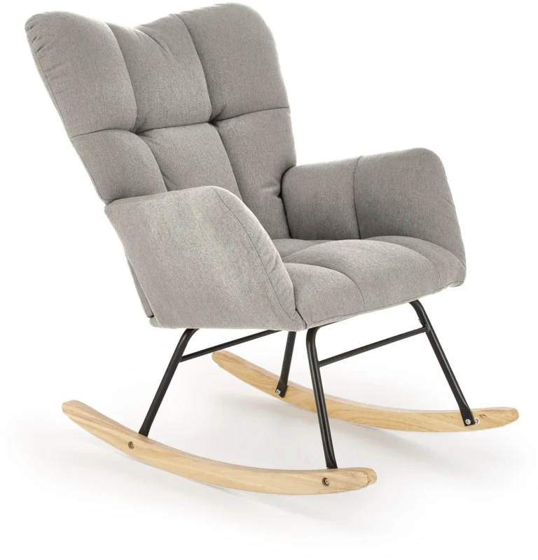 Fotel bujany Vasco na biegunach relaksacyjny wypoczynkowy do salonu popielaty