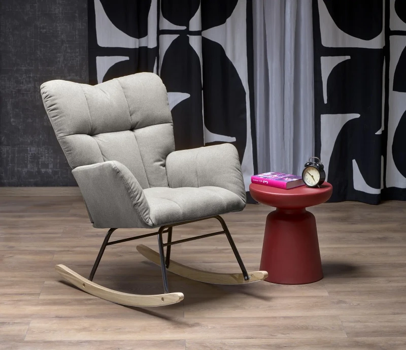Fotel bujany Vasco na biegunach relaksacyjny wypoczynkowy do salonu popielaty