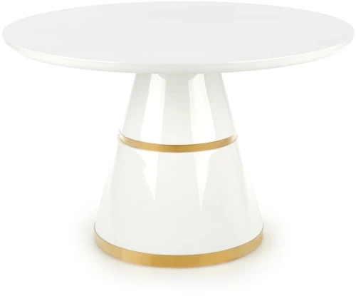 Stół okrągły Vegas nowoczesny do jadalni 120 cm biały/złoty