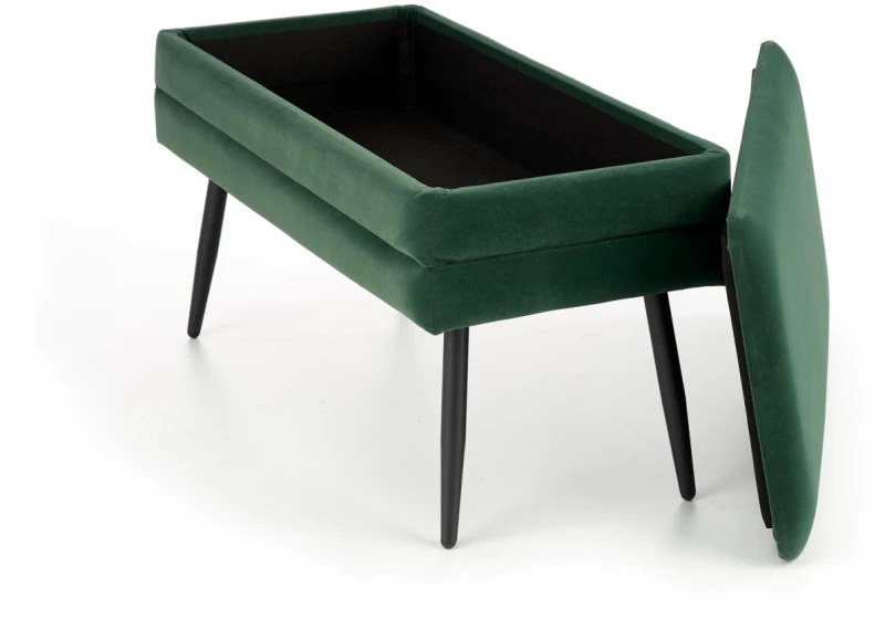 Ławka tapicerowana Velva 78 cm z funkcją pojemnika do przedpokoju ciemny zielony/czarny