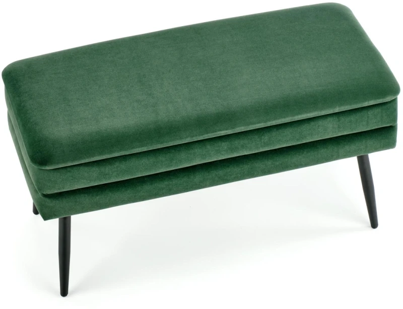 Ławka tapicerowana Velva 78 cm z funkcją pojemnika do przedpokoju ciemny zielony/czarny