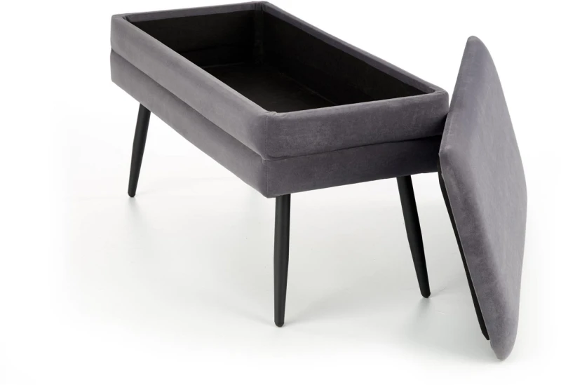 Ławka tapicerowana Velva 78 cm z funkcją pojemnika do przedpokoju popielaty/czarny