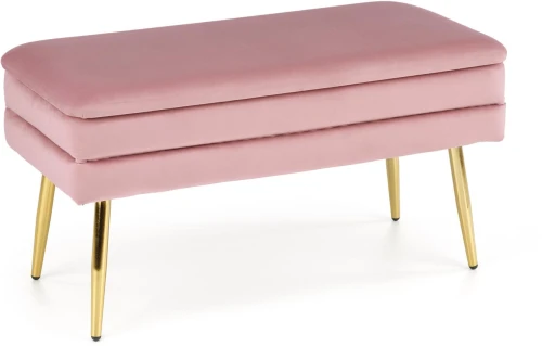Ławka tapicerowana Velva 78 cm z funkcją pojemnika do przedpokoju różowy/złoty