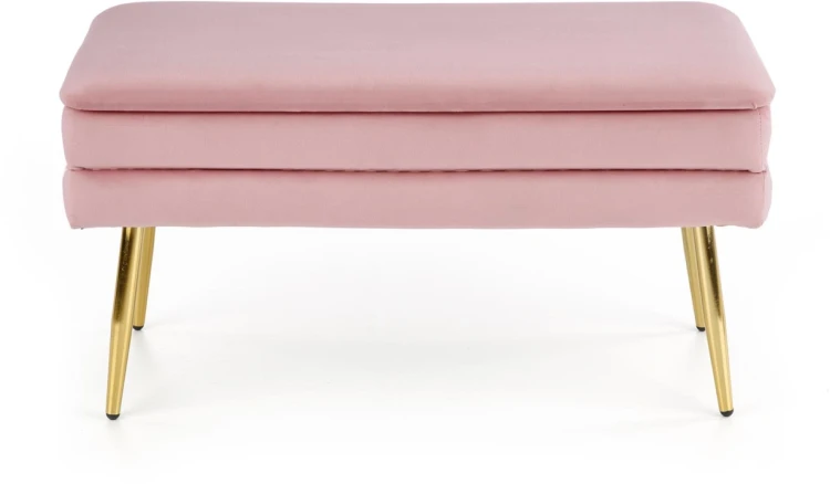 Ławka tapicerowana Velva 78 cm z funkcją pojemnika do przedpokoju różowy/złoty