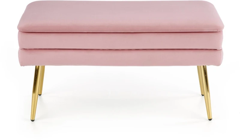 Ławka tapicerowana Velva 78 cm z funkcją pojemnika do przedpokoju różowy/złoty