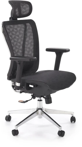 Fotel ergonomiczny Vixen z wysokim oparciem i zagłówkiem do biura czarny