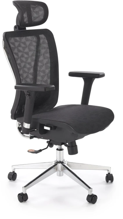 Fotel ergonomiczny Vixen z wysokim oparciem i zagłówkiem do biura czarny
