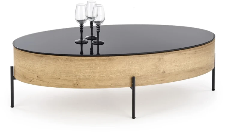 Ława stolik Zenga 120 cm ze schowkiem czarny / dąb złoty