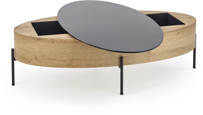 Ława stolik Zenga 120 cm ze schowkiem czarny / dąb złoty