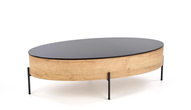 Ława stolik Zenga 120 cm ze schowkiem czarny / dąb złoty