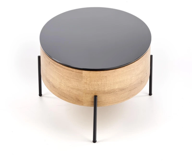 Ława stolik Zenga 120 cm ze schowkiem czarny / dąb złoty