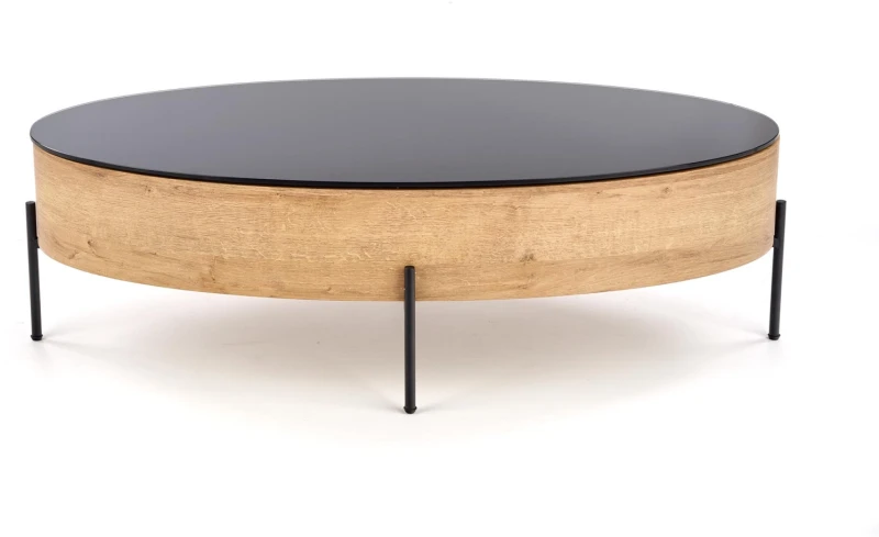 Ława stolik Zenga 120 cm ze schowkiem czarny / dąb złoty