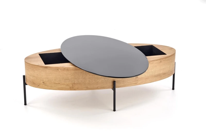 Ława stolik Zenga 120 cm ze schowkiem czarny / dąb złoty