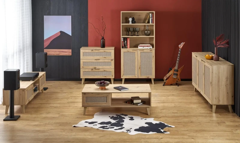 Regał BORNEO REG-1 80 cm dąb artisan/czarny - zestaw