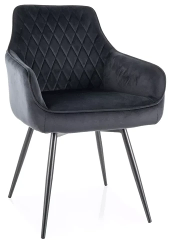 Krzesło tapicerowane Marlo Velvet z obrotowym siedziskiem do jadalni czarny Bluvel 19