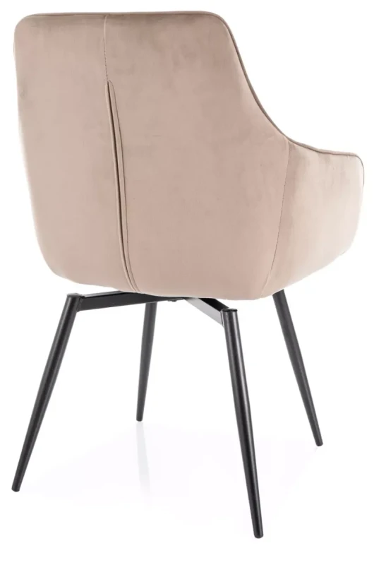 Krzesło tapicerowane Marlo Velvet z obrotowym siedziskiem do jadalni ciemny beż Bluvel 40