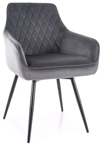 Krzesło tapicerowane Marlo Velvet z obrotowym siedziskiem do jadalni szary Bluvel 14