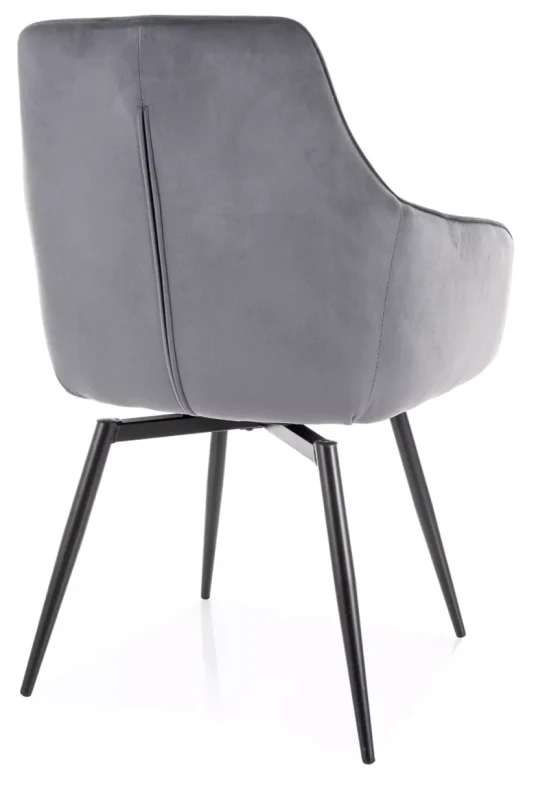 Krzesło tapicerowane Marlo Velvet z obrotowym siedziskiem do jadalni szary Bluvel 14