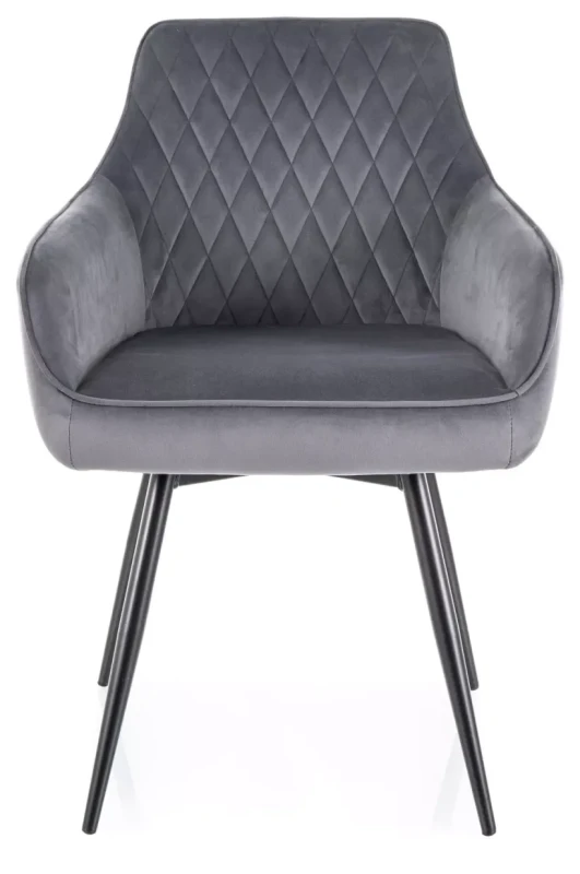 Krzesło tapicerowane Marlo Velvet z obrotowym siedziskiem do jadalni szary Bluvel 14