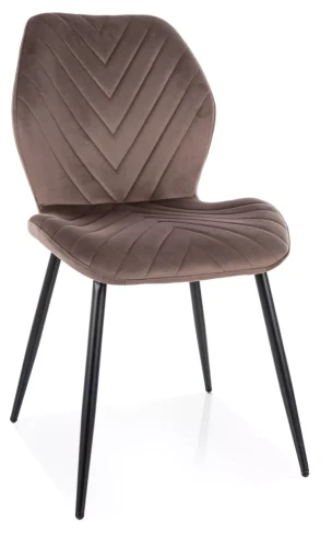 Krzesło tapicerowane Mike Velvet na metalowych nogach do jadalni cappuccino Bluvel 38