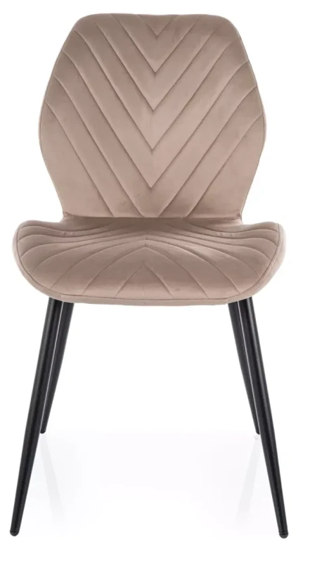Krzesło tapicerowane Mike Velvet na metalowych nogach do jadalni ciemny beż Bluvel 40