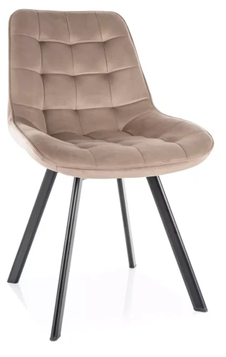 Krzesło tapicerowane Monti Velvet z obrotowym siedziskiem do jadalni ciemny beż Bluvel 40