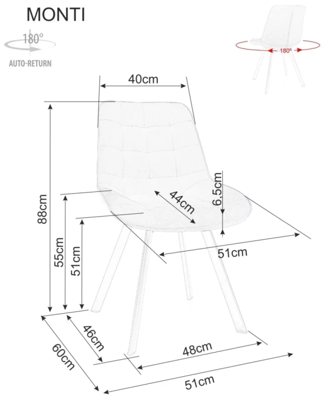 Krzesło tapicerowane Monti Velvet z obrotowym siedziskiem do jadalni szary Bluvel 14