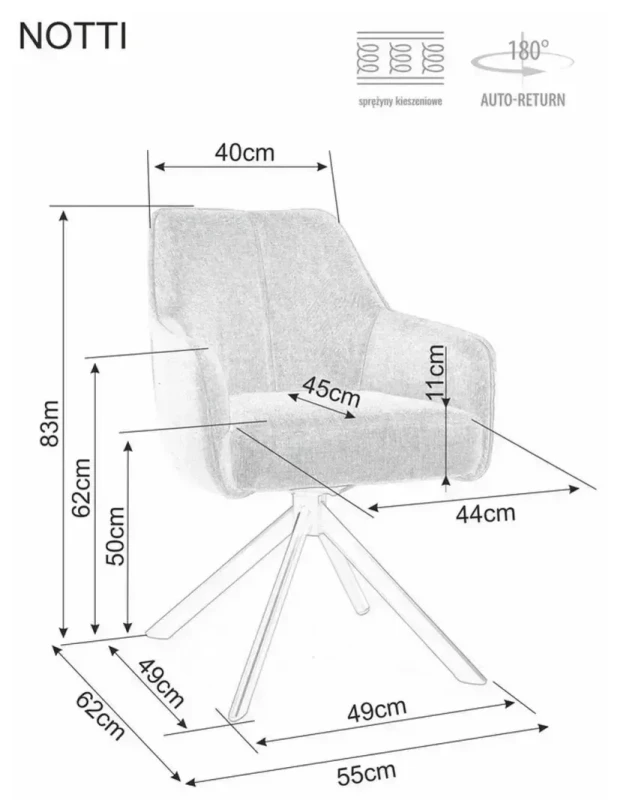 Krzesło tapicerowane Notti Brego jasny beż .22