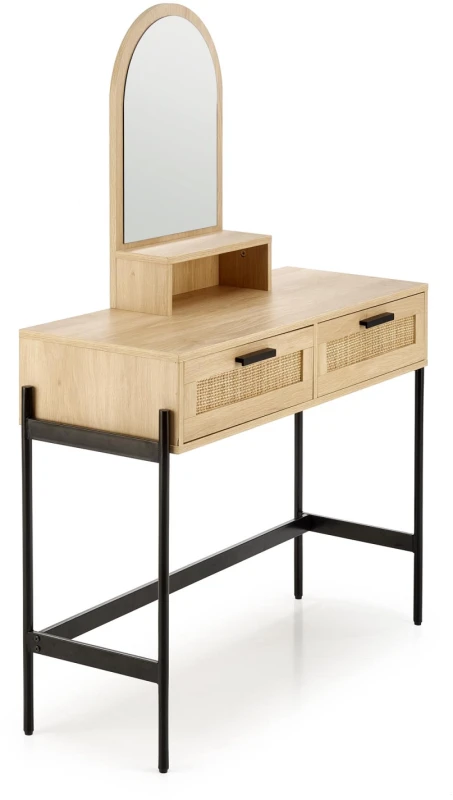 Toaletka z lustrem Carmen nowoczesna do sypialni 104 cm naturalny/czarny