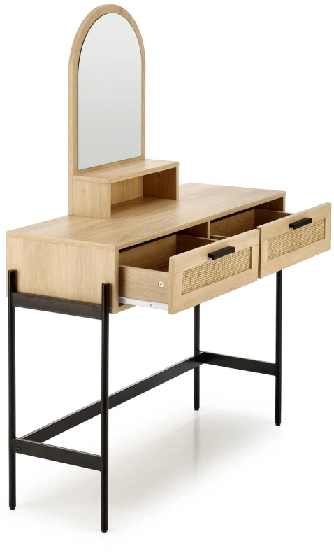 Toaletka z lustrem Carmen nowoczesna do sypialni 104 cm naturalny/czarny