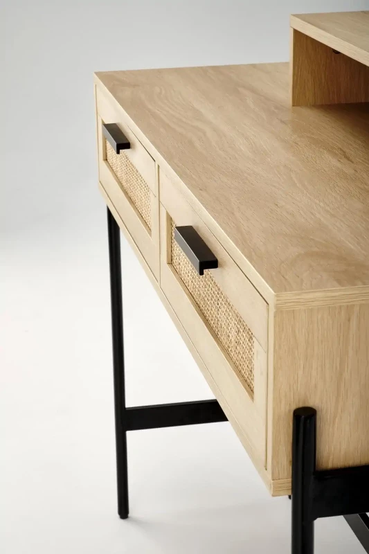 Toaletka z lustrem Carmen nowoczesna do sypialni 104 cm naturalny/czarny