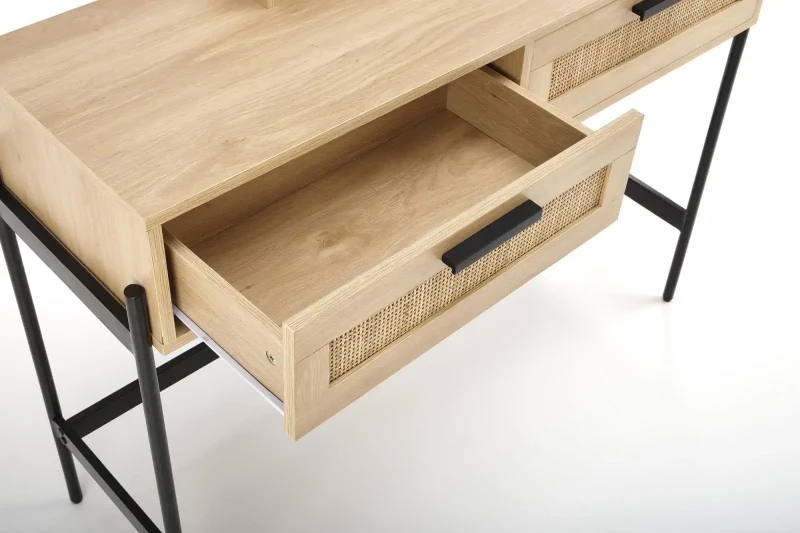 Toaletka z lustrem Carmen nowoczesna do sypialni 104 cm naturalny/czarny