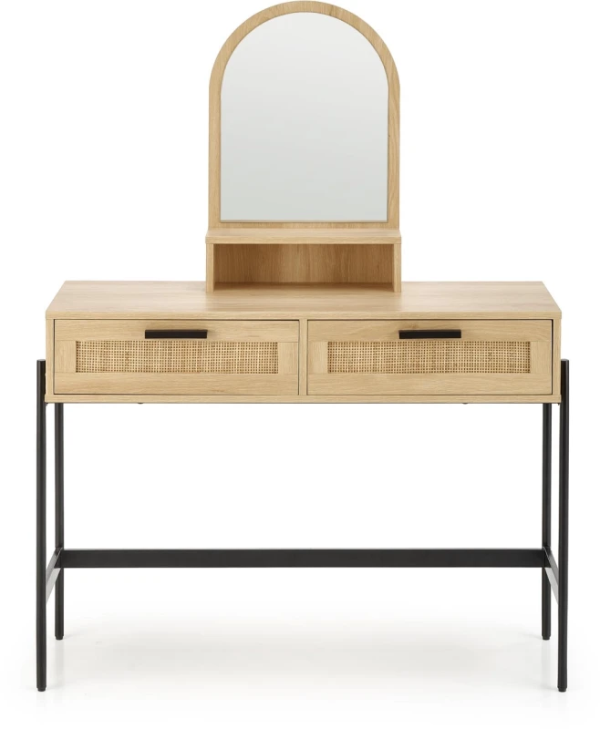 Toaletka z lustrem Carmen nowoczesna do sypialni 104 cm naturalny/czarny