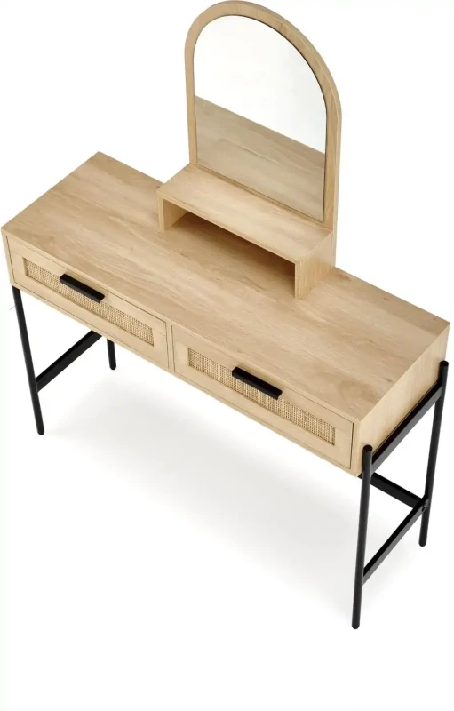 Toaletka z lustrem Carmen nowoczesna do sypialni 104 cm naturalny/czarny