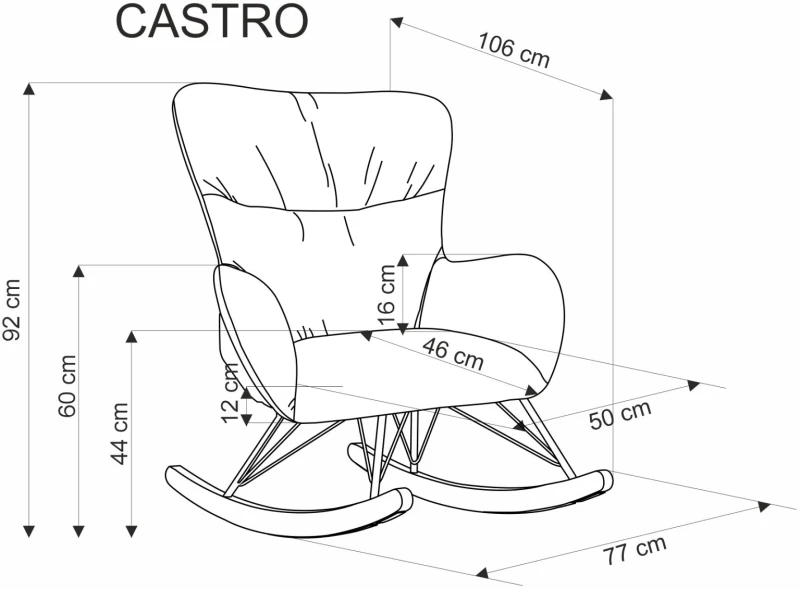 Fotel bujany Castro wypoczynkowy do salonu beżowy