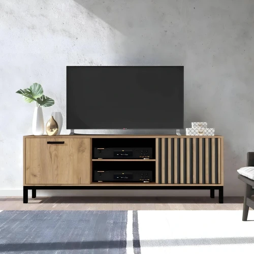 Stolik szafka RTV Lamino RTV-1 dąb craft/czarny