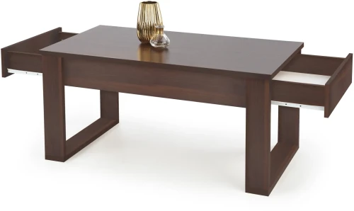 Stolik kawowy Nea 110 cm z 2 szufladami do salonu ciemny orzech