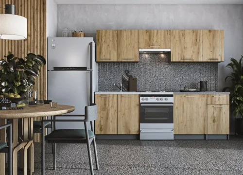 Zestaw mebli kuchennych Daria 240 cm antracyt / dąb craft