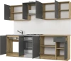 Zestaw mebli kuchennych Daria 240 cm nowoczesny z blatem 28 mm dąb craft/antracyt