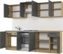 Zestaw mebli kuchennych Daria 240 cm nowoczesny z blatem 28 mm dąb craft/antracyt
