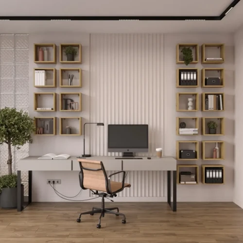 Zestaw 4 półek wiszących Huron dąb artisan aranżacja
